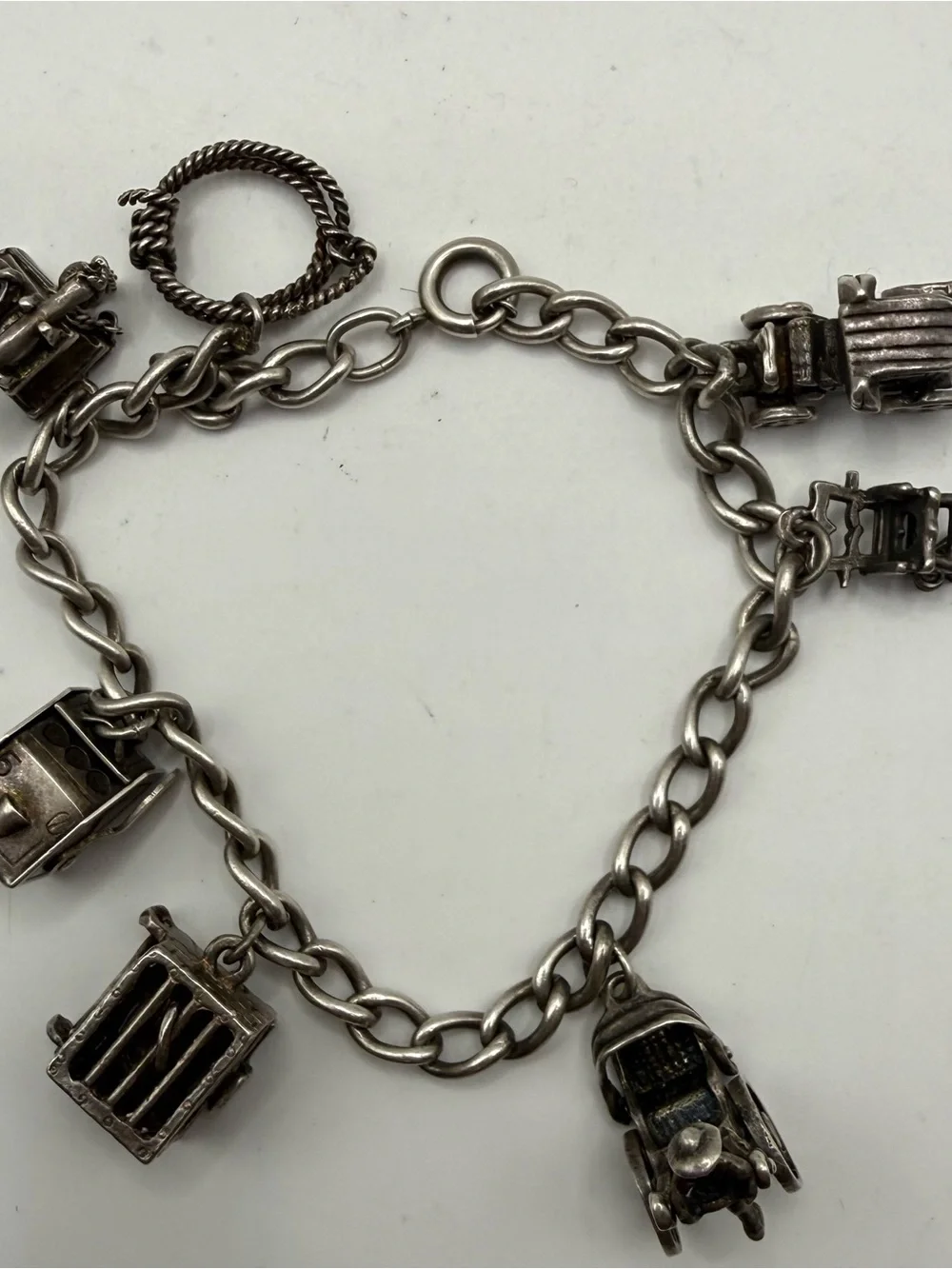 Vintage 1940s/50s Sterling Silver Assorted Charm Bracelet, Articulated